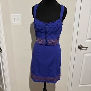 BeMaternity Cobalt Lace-Trim Maternity Slip Dress